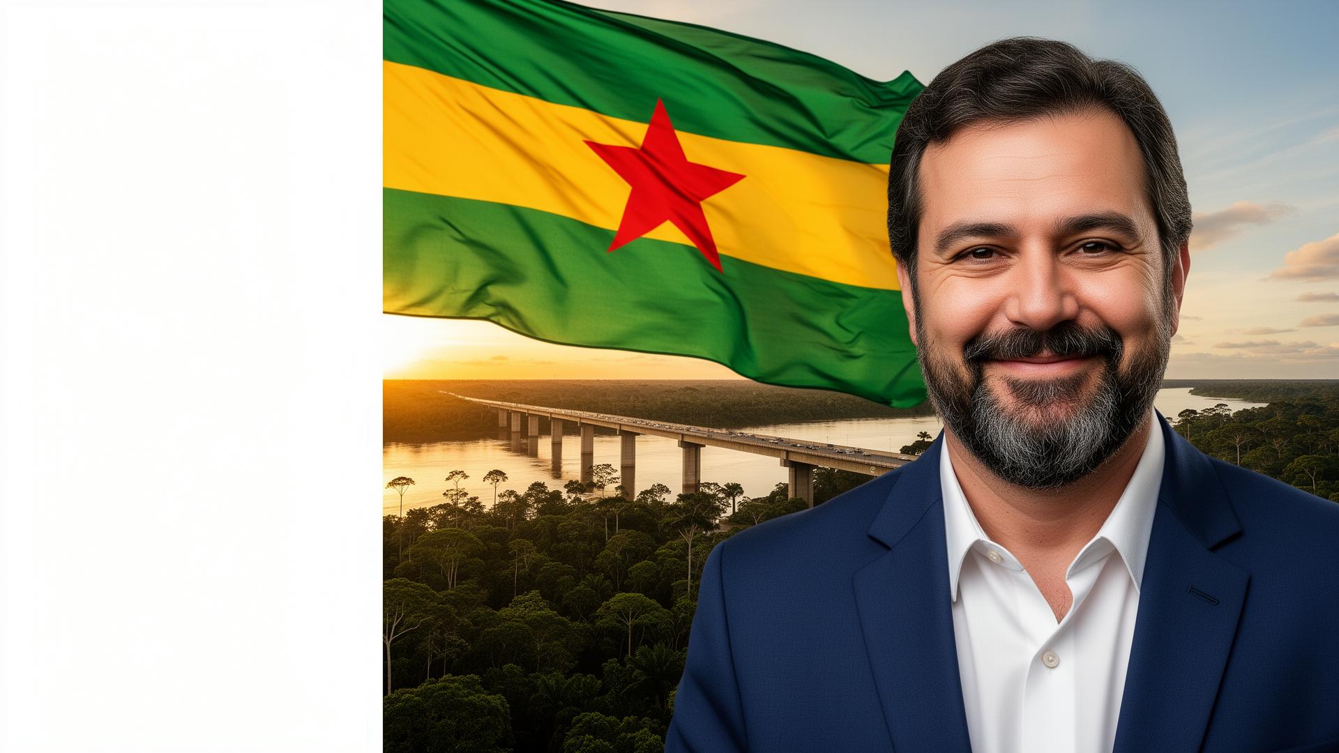 Senador Alan Rick com a bandeira do Acre